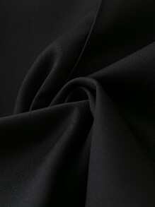 Plus Button Detail Wide Leg Trousers - Black - View 3