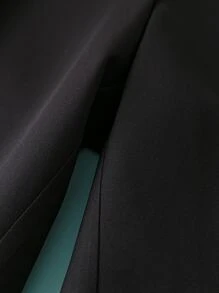 Plus Button Detail Wide Leg Trousers - Black - View 4