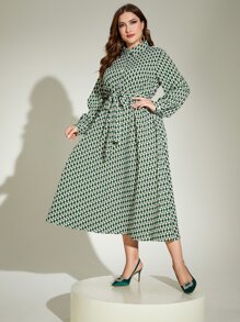 Modelyn Vestido camisero con estampado con cinturón - Multicolor - Ver 6