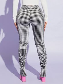SHEIN SXY 千鳥格印花堆堆褲 - 黑與白 - 查看 2