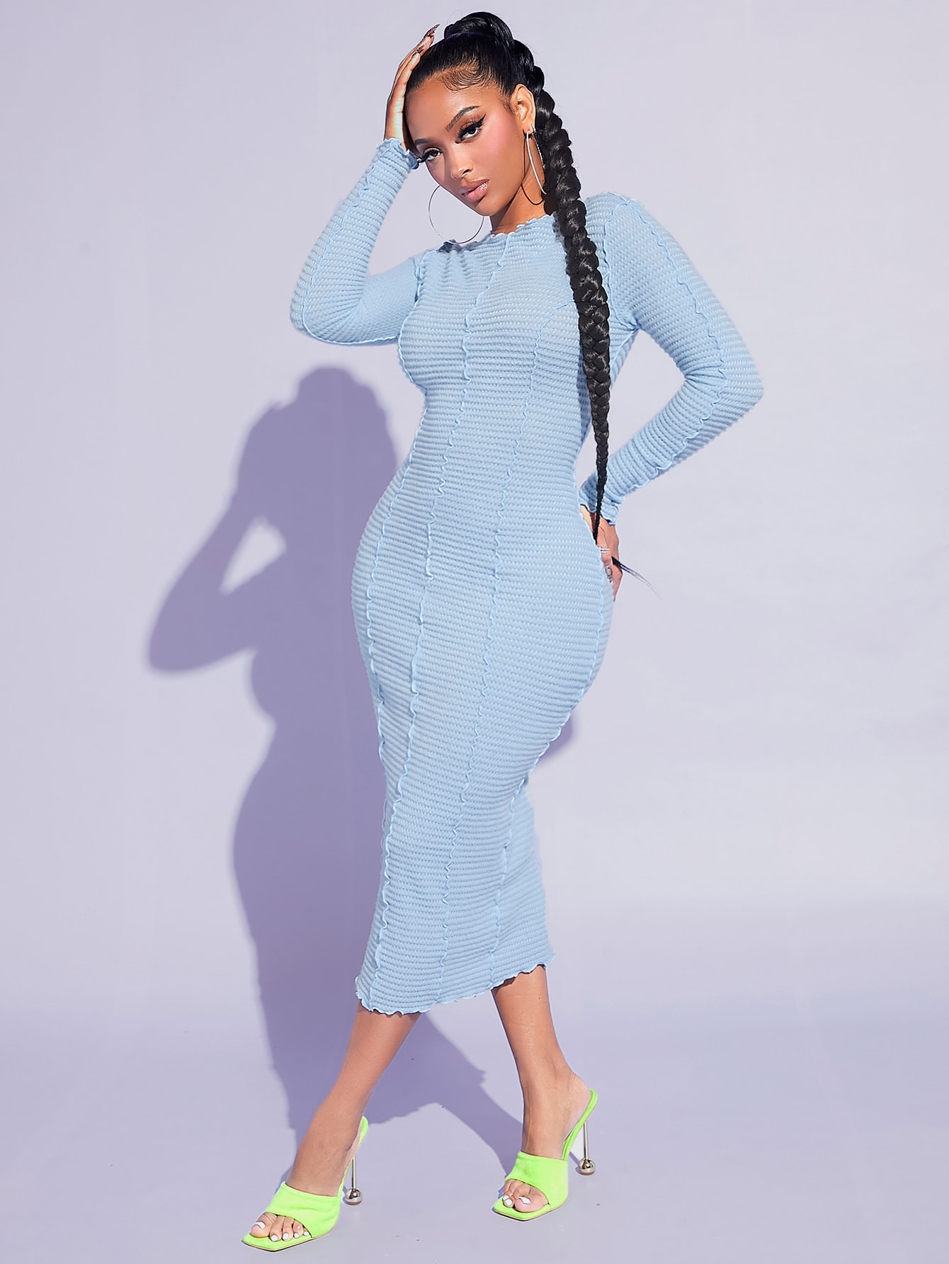 SHEIN SXY Lettuce Trim Bodycon Dress SHEIN USA