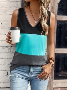 SHEIN LUNE Áo khoác và áo lót dành cho xe tăng nữ Khối Màu Giải trí - Nhiều màu - Xem 1