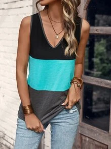 SHEIN LUNE Áo khoác và áo lót dành cho xe tăng nữ Khối Màu Giải trí - Nhiều màu - Xem 3