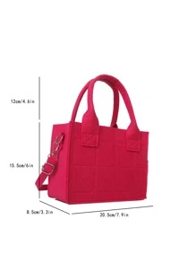 螢光紅車縫方包 - 玫紅色 - 查看 3