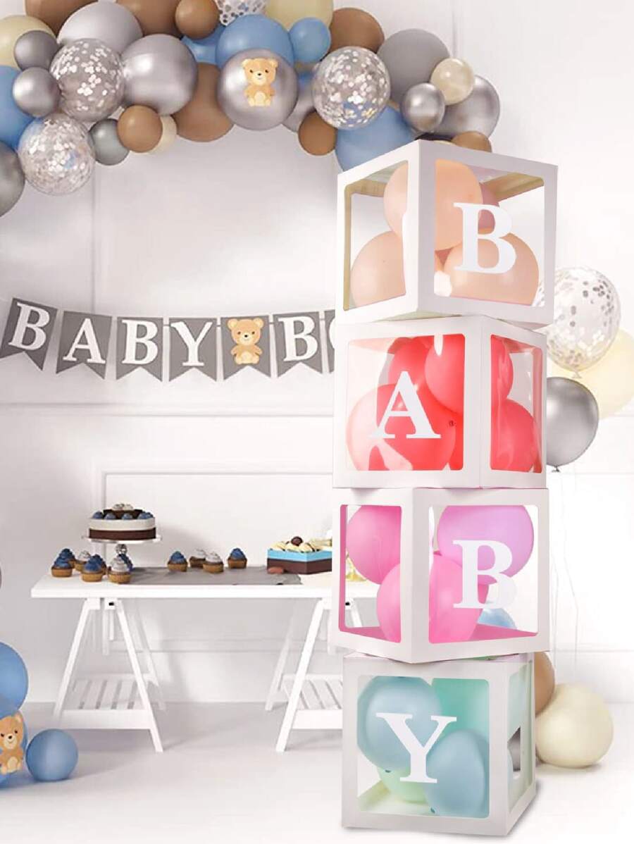 4pcs Clear Balloon Storage Box - White - View 1