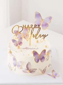Decoración de tarta de cumpleaños de acrílico dorado "Feliz cumpleaños", decoración de tarta DIY, estilo Ins - Dorado - Ver 4
