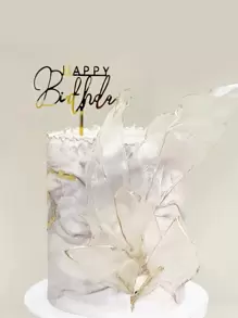 Decoración de tarta de cumpleaños de acrílico dorado "Feliz cumpleaños", decoración de tarta DIY, estilo Ins - Dorado - Ver 7