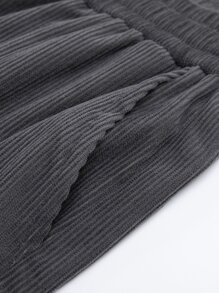 Manfinity Men Drawstring Waist Flap Pocket Side Trousers - Grey - View 4