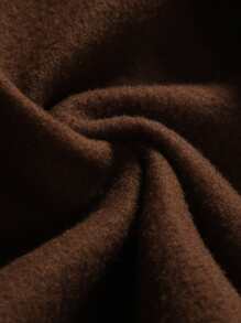 Manfinity Campus Court Men Plus Letter Graphic Striped Trim Drop Shoulder Varsity Jacket Without Hoodie - Brown - View 3