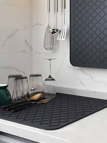 1pc Silicone Floral Patterned Kitchen Drain Mat,Fast Drying Trivet, Cup Pad, Heat Resistant Mat