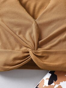 Toddler Girls Ruffle Trim Twist Front Top & Butterfly Print Flare Leg Trousers - Multicolor - View 3