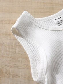 SHEIN 小女童3入組褶邊側邊蝴蝶結背心上衣