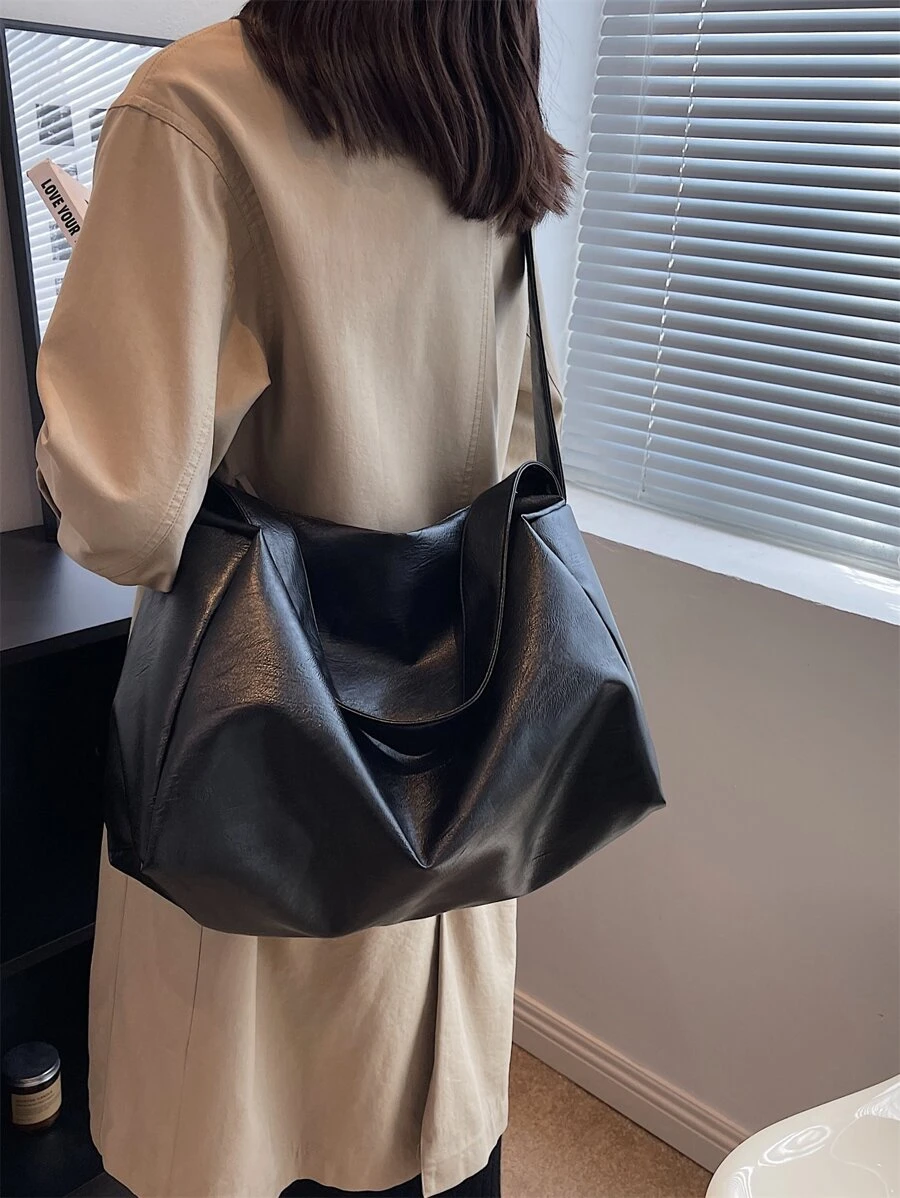 Minimalist Hobo Bag - Black - View 1