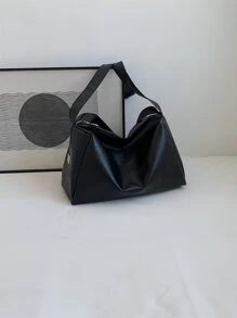 Minimalist Hobo Bag - Black - View 2