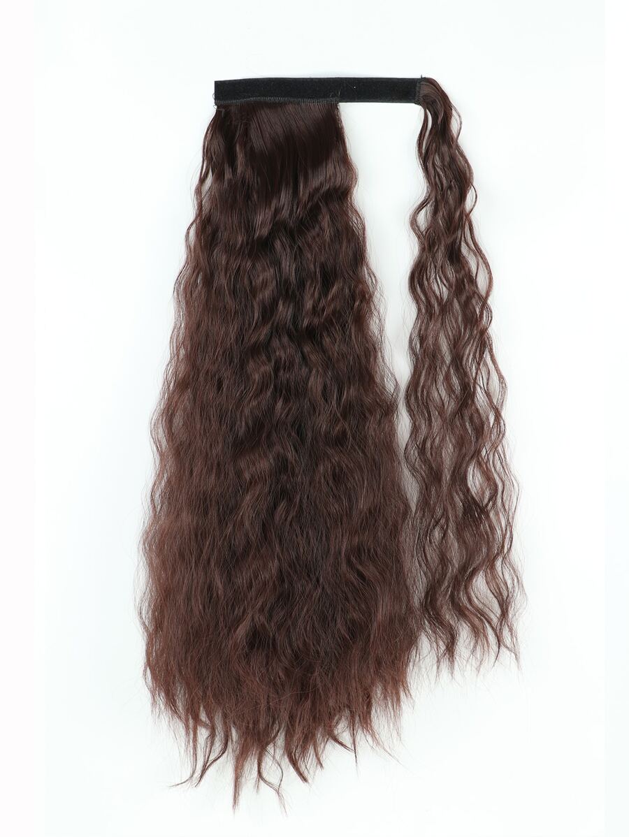 Long Curly Ponytail Synthetic Hair Extension - Coffee Brown - View 1