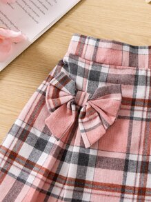 SHEIN Young Girl Pink Gingham Casual Simple College Style Versatile Skirt For Summer,Holiday,Summer,Travel