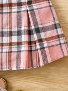 SHEIN Young Girl Pink Gingham Casual Simple College Style Versatile Skirt For Summer,Holiday,Summer,Travel