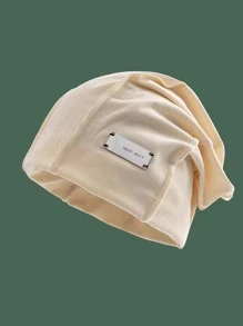 男士字母標籤裝飾隨性豆豆帽 - 白色 - 查看 2