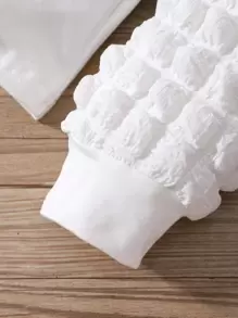 女小童格紋優雅復古學院風圓形領口公主袖2入組/套適合夏天