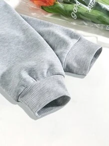 SHEIN EZwear Rabbit Print Thermal Lined Sweatshirt - Light Grey - View 6