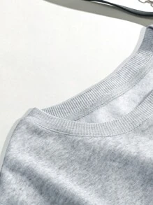 SHEIN EZwear Rabbit Print Thermal Lined Sweatshirt - Light Grey - View 7