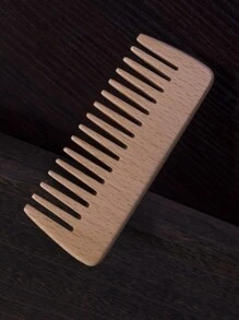 1pc/ Natural Wood Beard Comb with Anti-Static Comb Brushing Hair Care Tools for Men - Khaki - View 2