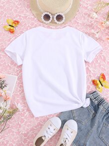 Chicas Camiseta con estampado de figura - Blanco - Ver 2