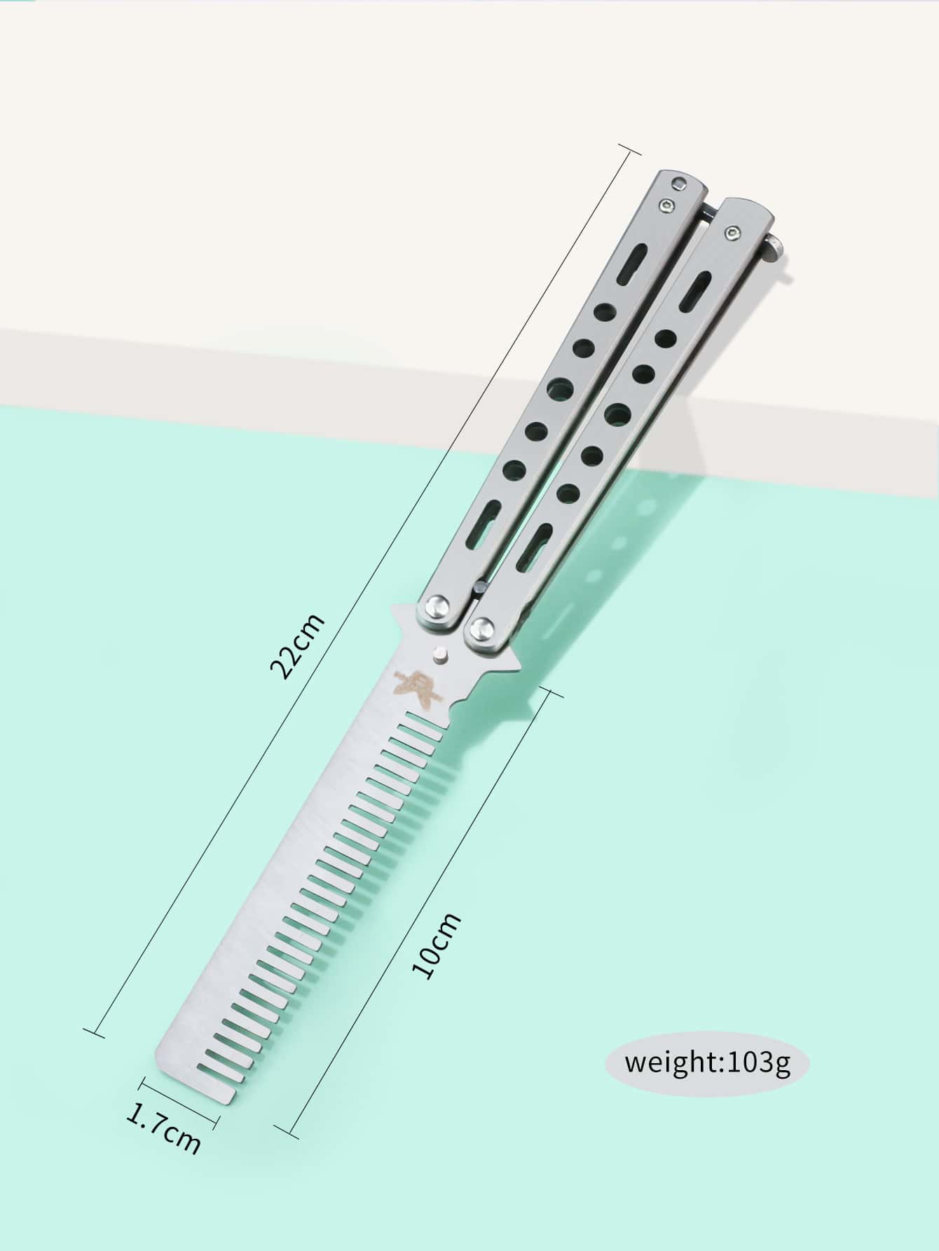 1 Đặt chiếc lược thép chải tóc bằng thép hình con bướm màu bạc và đi du lịch để chải râu - Bạc - Xem 3