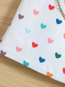 Young Girl Heart Print Tee Without Bag - White - View 5