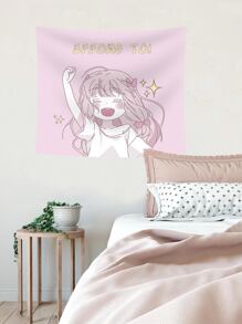 Cute Girly Tapestry, Bedroom Cartoon Decoration, Digital Print Background Tapestry - Multicolor - View 3