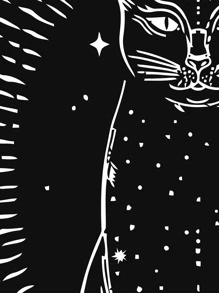 1pc Tapestry,Wall Hanging,Bedroom Wall Decoration, Moon Cat Polyester Wall Carpet, Home Decor, Room Decor, Flags For Room, Tapestries, Wall Tapestry - Black and White - View 2