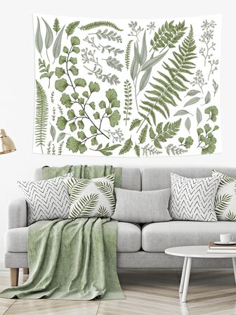 1 Pieza Tapiz Colgante De Pared De Hojas De Plantas Verdes Para Decoración