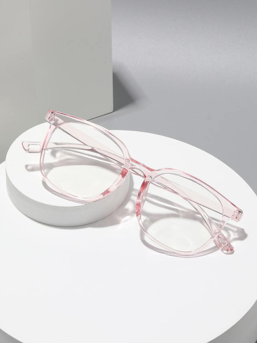 Square Frame Women's Fashionable Design Glasses - Pink - View 1