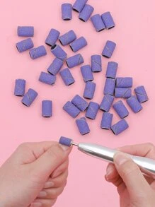電動美甲機專用50入組80#紫色指甲鑽頭打磨環帶磨頭拋光機砂圈 - 紫色 - 查看 1