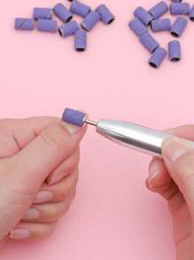 電動美甲機專用50入組80#紫色指甲鑽頭打磨環帶磨頭拋光機砂圈 - 紫色 - 查看 2