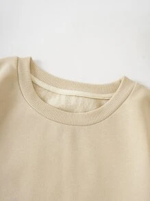 SHEIN EZwear Plus Solid Thermal Lined Sweatshirt - Khaki - View 4