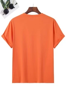 Manfinity Homme 男士標語圖案T恤 - 橘色 - 查看 2