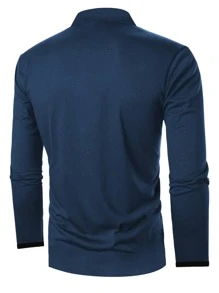 Manfinity Homme Men Contrast Trim Polo Shirt - Navy Blue - View 2