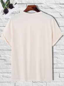 Manfinity Homme Men Letter Graphic Tee - Apricot - View 2
