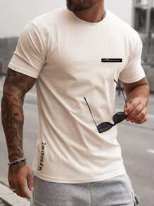 Manfinity Homme Men Letter Graphic Tee - Apricot - View 1