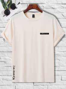Manfinity Homme Men Letter Graphic Tee - Apricot - View 3