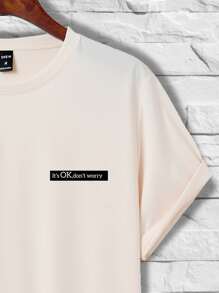 Manfinity Homme Men Letter Graphic Tee - Apricot - View 7