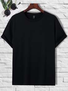 Manfinity Homme Men T-Shirts Fit Crew Neck Short Sleeve Graphic Tee Floral Casual - Black - View 4