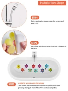 10pcs Flower Design Anti-slip Shower Tread Sticker - Multicolor - View 7