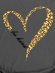 INAWLY Heart And Slogan Graphic Tee - Dark Grey - View 4