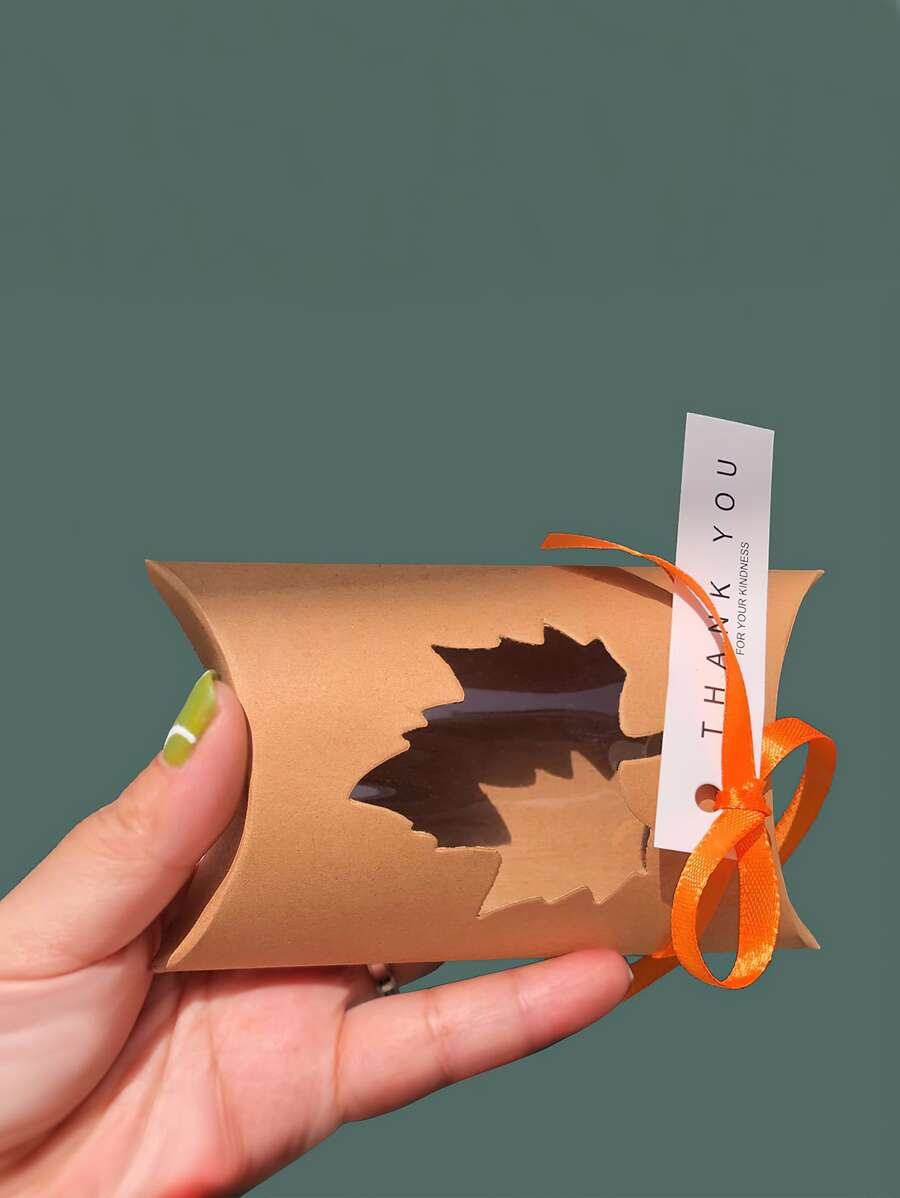 10pcs Hollow Maple Leaf Gift Box With Ribbon - Multicolor - View 1