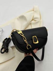 CONTAINEVERY حقيبة جانبية مع زخرفة معدنية، حقيبة أنيقة وعصرية للنساء