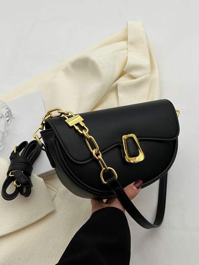 CONTAINEVERY حقيبة جانبية مع زخرفة معدنية، حقيبة أنيقة وعصرية للنساء