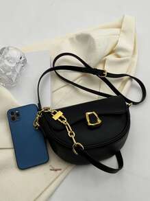 CONTAINEVERY حقيبة جانبية مع زخرفة معدنية، حقيبة أنيقة وعصرية للنساء