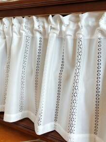 1入白色蜂巢空心紋短窗簾，簡約風格空心花邊咖啡色窗簾，適用於客廳臥室窗戶和門飾 - 白色 - 查看 5